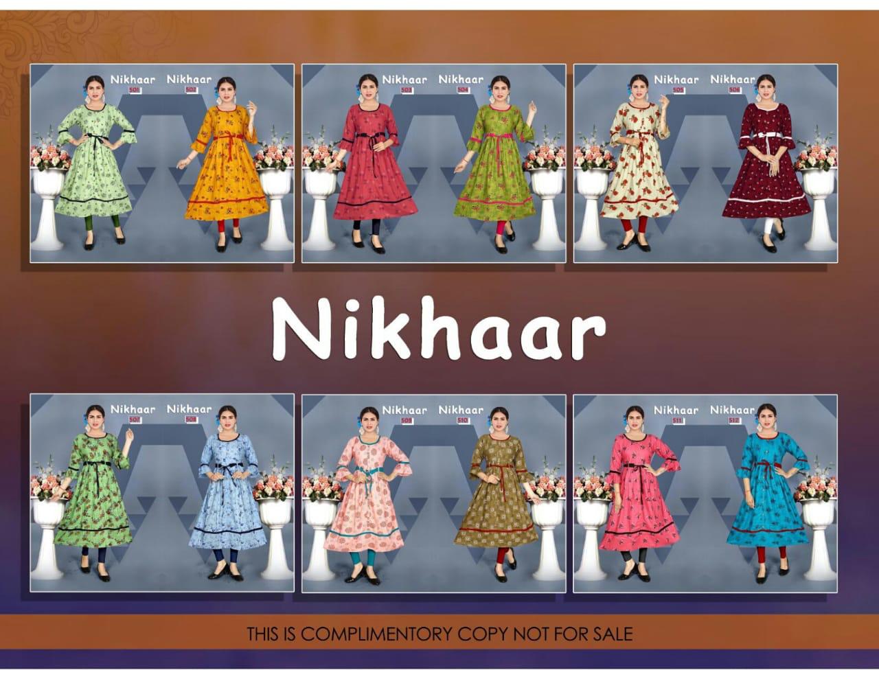 Nikhaar 5 Latest Designer Fancy Ethnic Wear Pure Rayon Printed Anarkali Kurtis Collection
